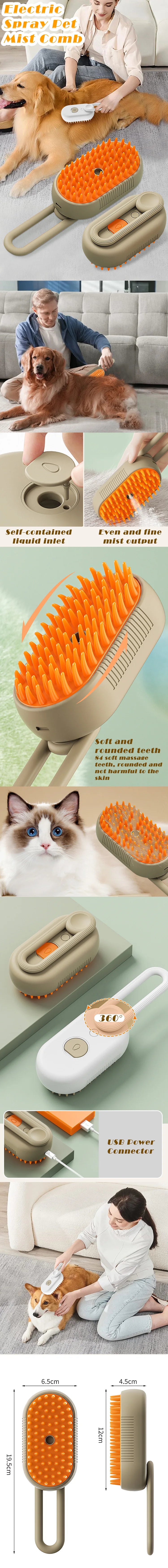 Pet Steam Brush 3-in-1